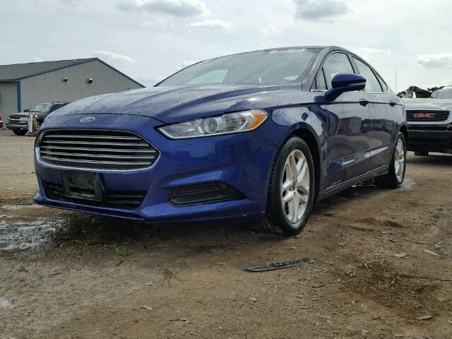 1FA6P0HD8E5357908 - 2014 FORD FUSION SE BLUE photo 2