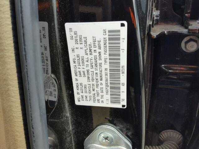 1HGCP26839A136178 - 2009 HONDA ACCORD EXL BLACK photo 10