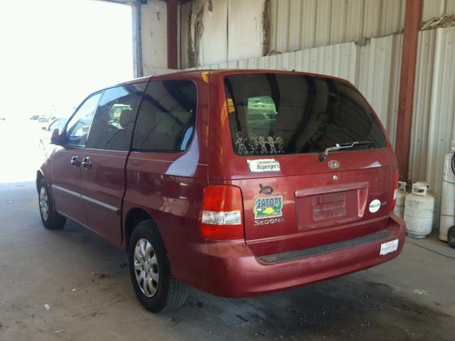 KNDUP131656635784 - 2005 KIA SEDONA EX RED photo 3