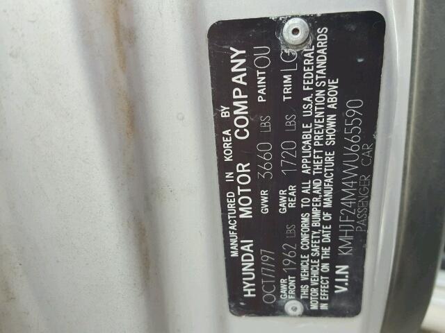 KMHJF24M4WU665590 - 1998 HYUNDAI ELANTRA GRAY photo 10