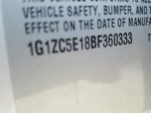 1G1ZC5E18BF360333 - 2011 CHEVROLET MALIBU 1LT SILVER photo 10