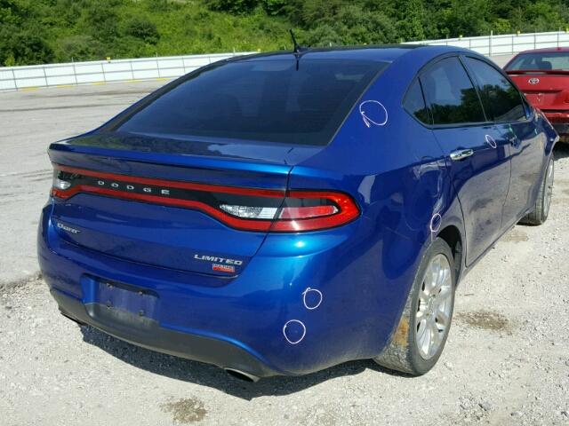 1C3CDFCHXDD293379 - 2013 DODGE DART LIMIT BLUE photo 4