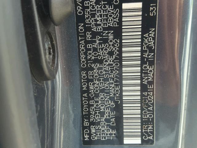 JTKDE177970179962 - 2007 TOYOTA SCION TC 灰色 照片 10