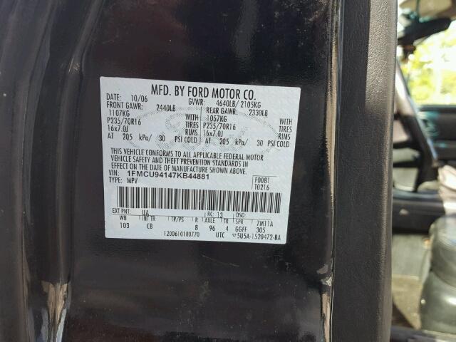 1FMCU94147KB44881 - 2007 FORD ESCAPE LIM BLACK photo 10