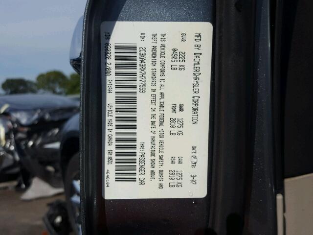 2C3KA43RX7H777559 - 2007 CHRYSLER 300 GRAY photo 10