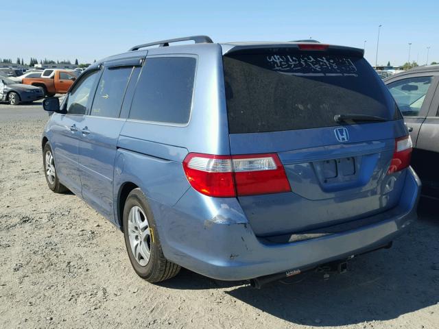 5FNRL38716B101267 - 2006 HONDA ODYSSEY EX BLUE photo 3