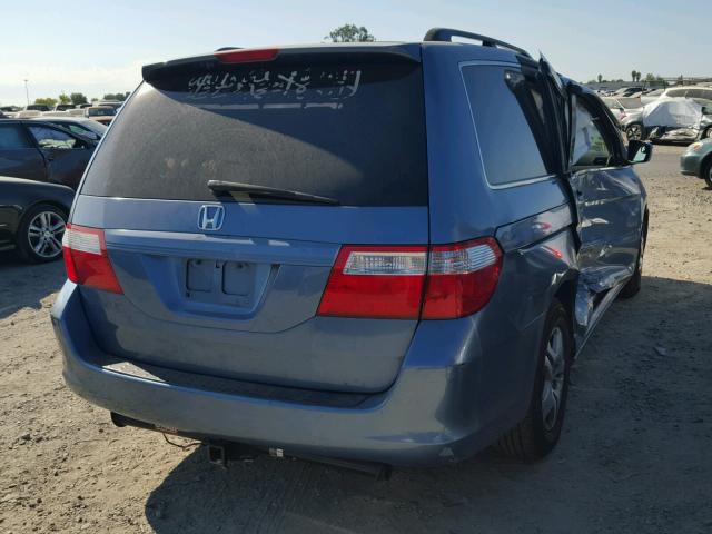 5FNRL38716B101267 - 2006 HONDA ODYSSEY EX BLUE photo 4