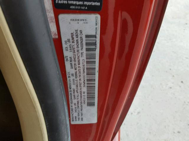 3VWRW31C76M416713 - 2006 VOLKSWAGEN NEW BEETLE წითელი ფოტო 10