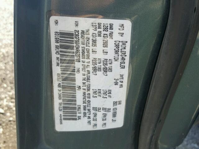 2C8GF68434R629799 - 2004 CHRYSLER PACIFICA BLUE photo 10