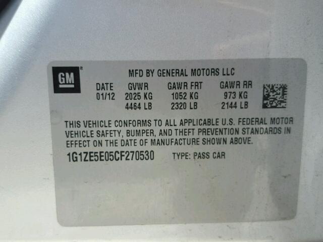 1G1ZE5E05CF270530 - 2012 CHEVROLET MALIBU LTZ 银色 照片 10