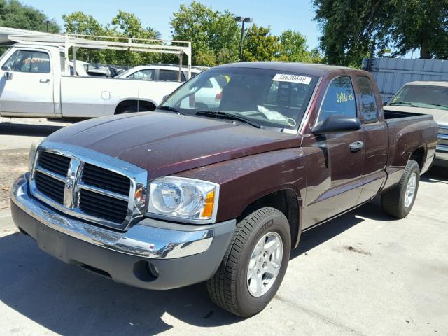 1D7HE42K15S101754 - 2005 DODGE DAKOTA SLT BURGUNDY photo 2