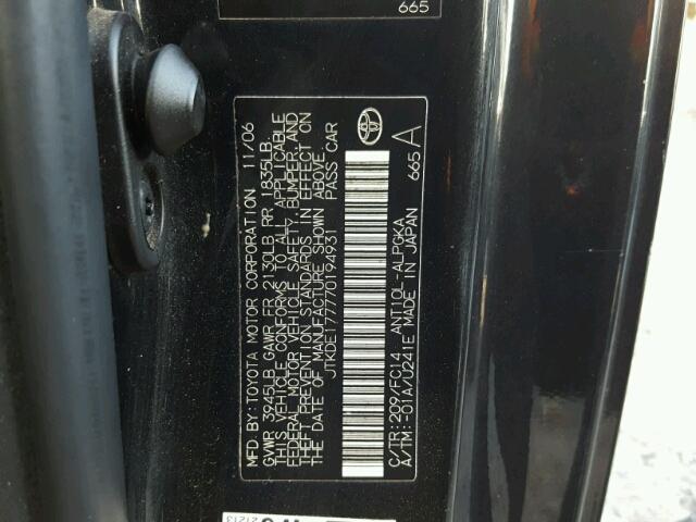 JTKDE177770194931 - 2007 TOYOTA SCION TC 黑色 照片 10