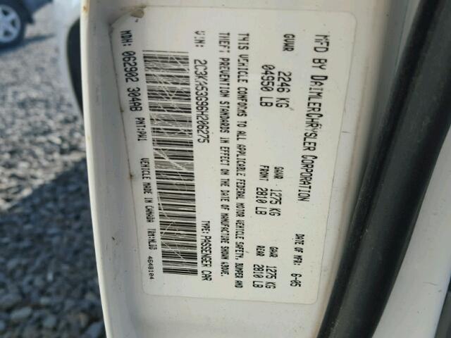 2C3KA53G96H206275 - 2006 CHRYSLER 300 WHITE photo 10