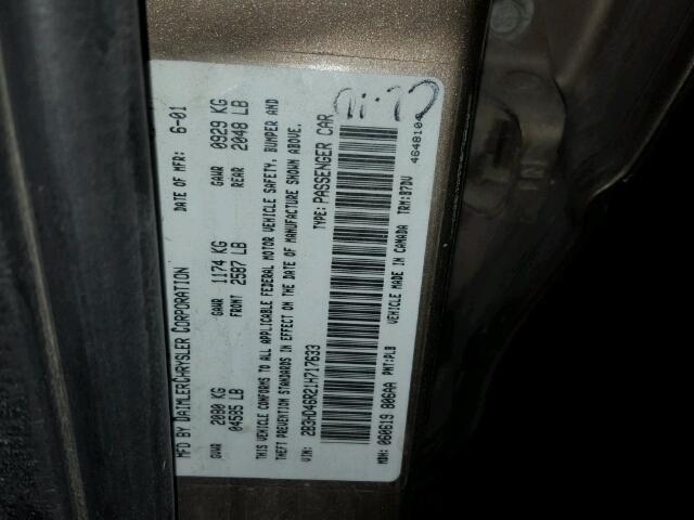 2B3HD46R21H717633 - 2001 DODGE INTREPID S GOLD photo 10