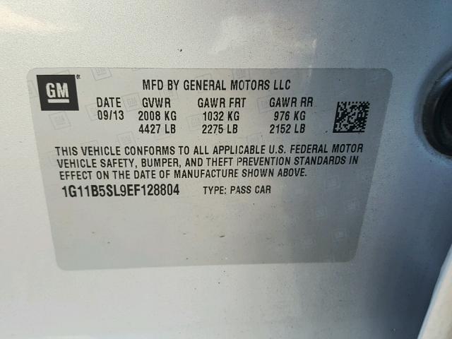 1G11B5SL9EF128804 - 2014 CHEVROLET MALIBU LS SILVER photo 10