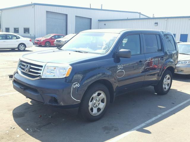 5FNYF4H20CB026294 - 2012 HONDA PILOT LX BLUE photo 2