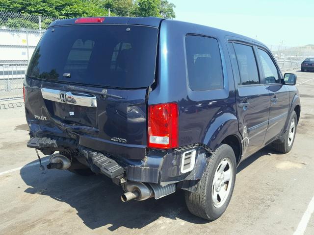 5FNYF4H20CB026294 - 2012 HONDA PILOT LX BLUE photo 4