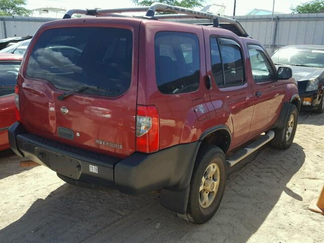 5N1ED28T31C580845 - 2001 NISSAN XTERRA XE RED photo 4