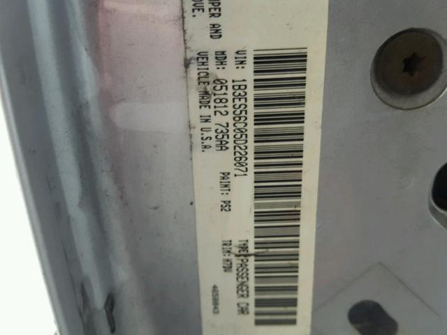 1B3ES56C05D226071 - 2005 DODGE NEON SXT GRAY photo 10