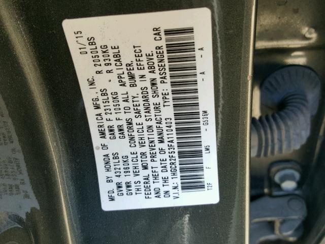 1HGCR2F53FA110403 - 2015 HONDA ACCORD SPO Жасыл фото 10