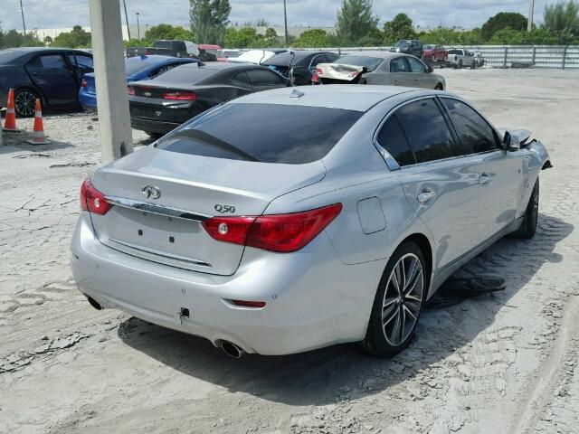 JN1BV7APXEM670592 - 2014 INFINITI Q50 SILVER photo 4