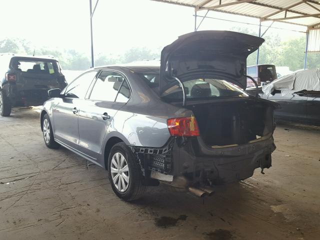 3VW2K7AJXEM353009 - 2014 VOLKSWAGEN JETTA BASE Մոխրագույն լուսանկար 3