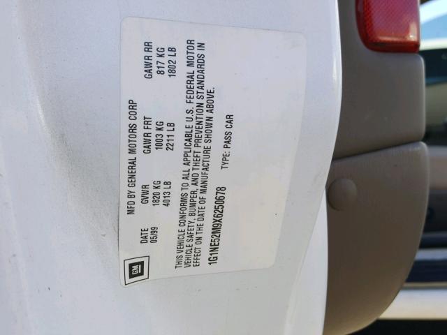 1G1NE52M9X6250678 - 1999 CHEVROLET MALIBU LS თეთრი ფოტო 10