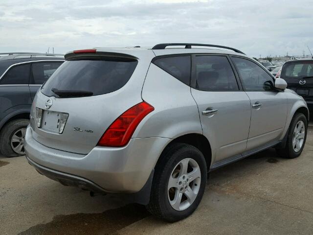 JN8AZ08W04W307128 - 2004 NISSAN MURANO SILVER photo 4