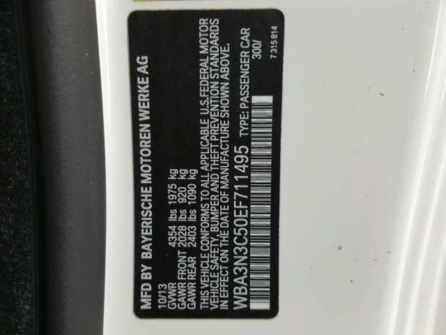 WBA3N3C50EF711495 - 2014 BMW 428 I WHITE photo 10