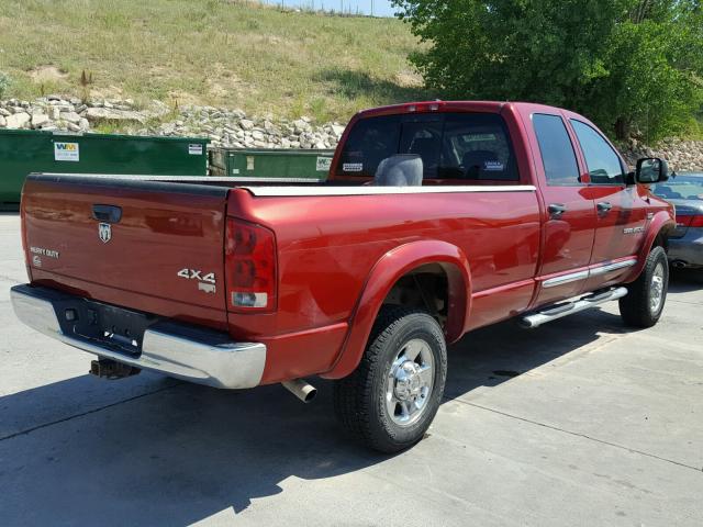 3D7KS28D06G222103 - 2006 DODGE RAM 2500 S RED photo 4