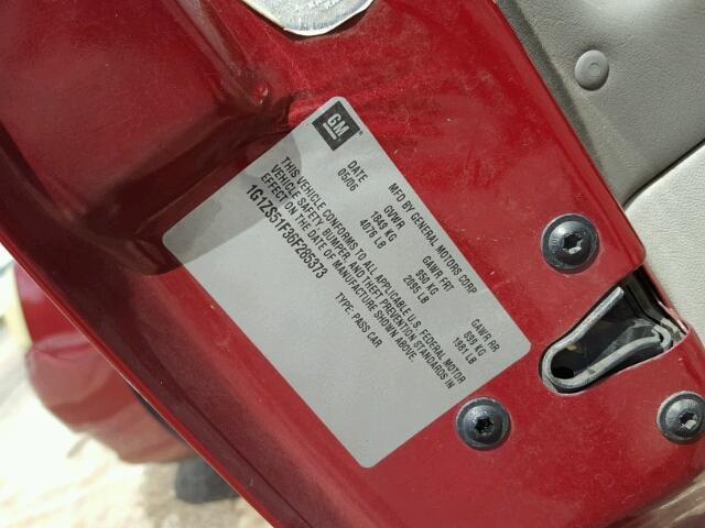 1G1ZS51F36F285373 - 2006 CHEVROLET MALIBU LS RED photo 10