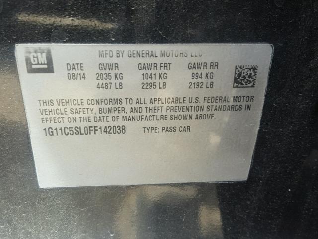 1G11C5SL0FF142038 - 2015 CHEVROLET MALIBU 1LT BLACK photo 10