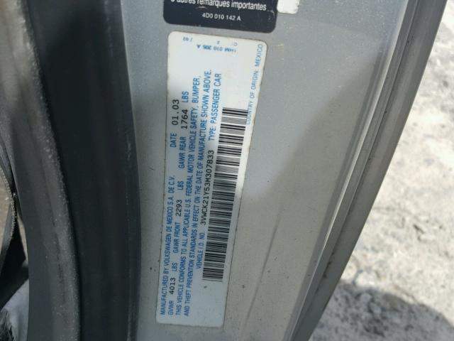 3VWCK21Y53M307833 - 2003 VOLKSWAGEN NEW BEETLE 银色 照片 10