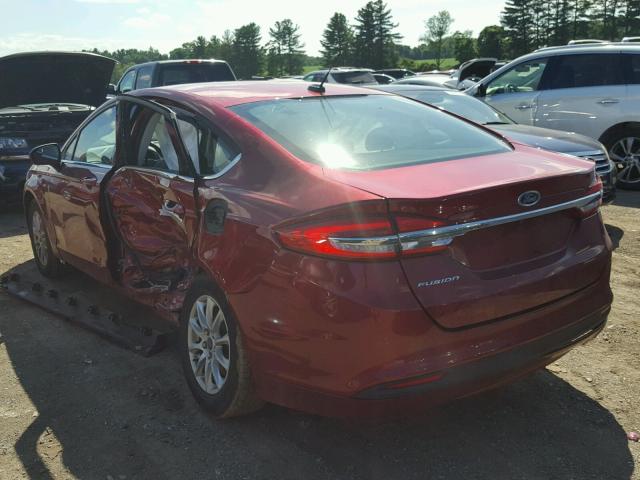 3FA6P0G77HR333287 - 2017 FORD FUSION S RED photo 3