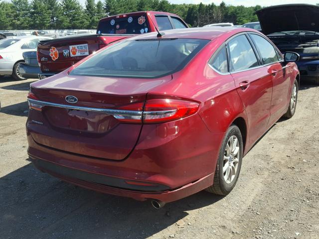 3FA6P0G77HR333287 - 2017 FORD FUSION S RED photo 4