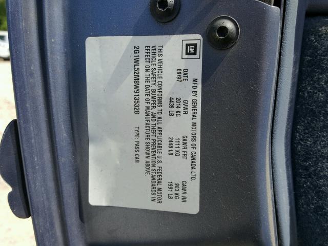 2G1WL52M8W9135328 - 1998 CHEVROLET LUMINA BAS ლურჯი ფოტო 10