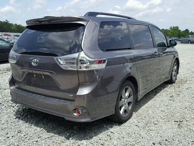 5TDXZ3DC6HS806704 - 2017 TOYOTA SIENNA SE GRAY photo 4