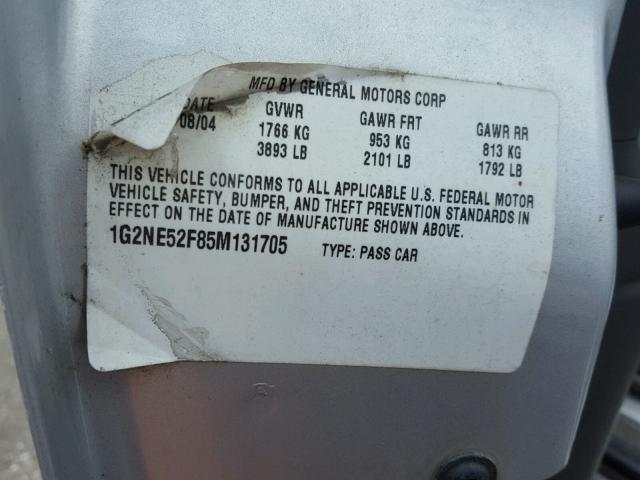 1G2NE52F85M131705 - 2005 PONTIAC GRAND AM S 银色 照片 10