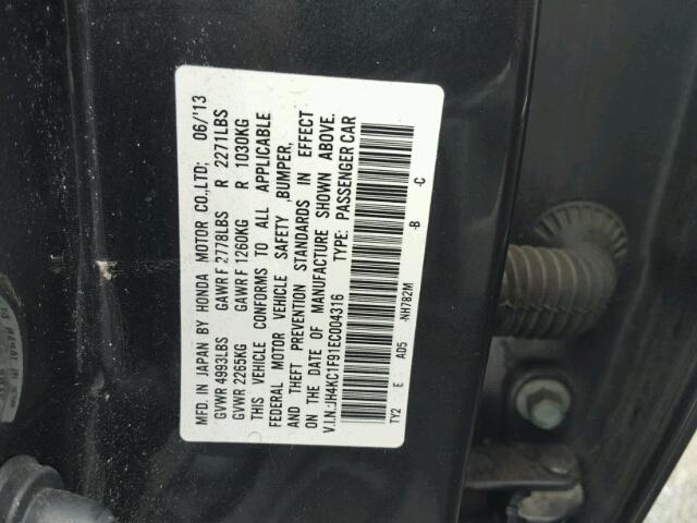 JH4KC1F91EC004316 - 2014 ACURA RLX ADVANC BLACK photo 10