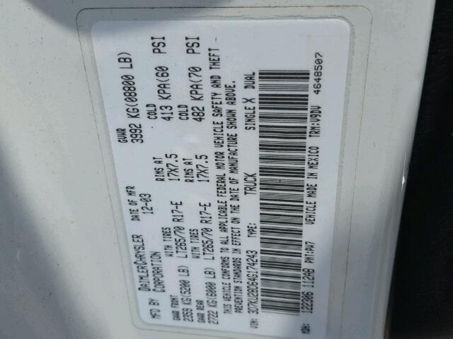 3D7KU28D64G174243 - 2004 DODGE RAM 2500 S WHITE photo 10