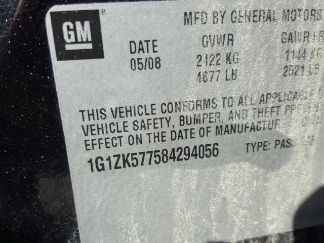 1G1ZK577584294056 - 2008 CHEVROLET MALIBU LTZ 黑色 照片 10