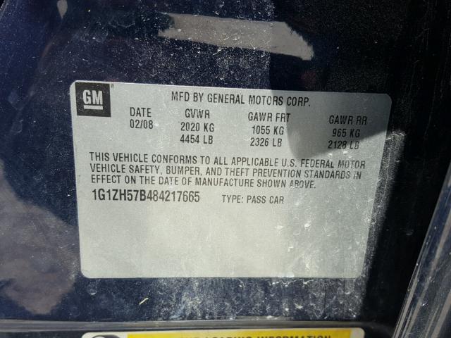 1G1ZH57B484217665 - 2008 CHEVROLET MALIBU 1LT 蓝色 照片 10