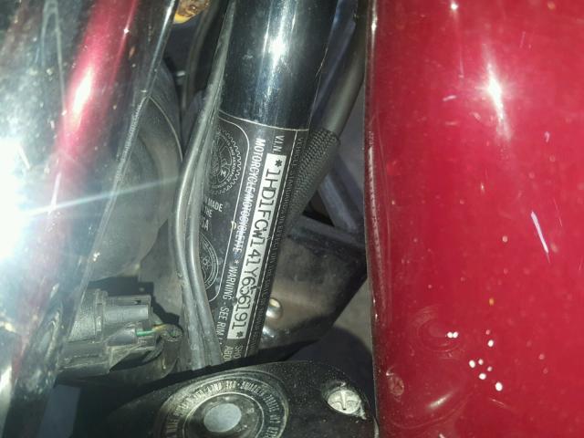 1HD1FCW141Y656191 - 2001 HARLEY-DAVIDSON FLHTCUI MAROON photo 10