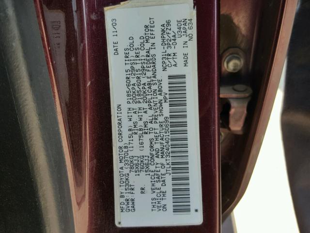 JTLKT324040150699 - 2004 TOYOTA SCION XB Qırmızı foto 10