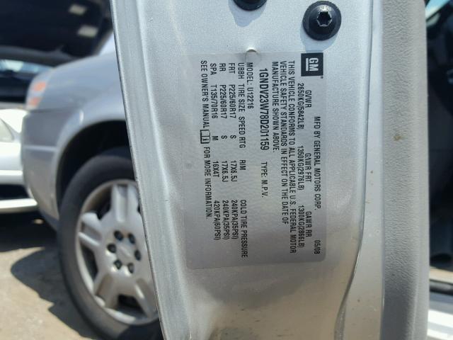 1GNDV23W78D201159 - 2008 CHEVROLET UPLANDER L 银色 照片 10