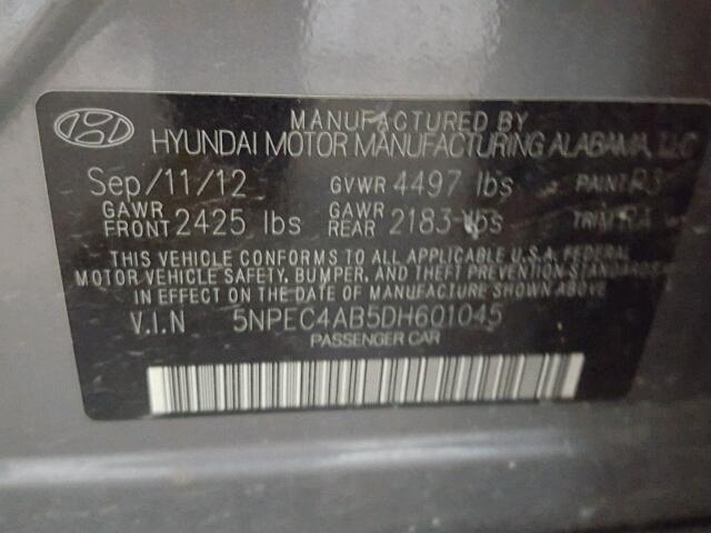 5NPEC4AB5DH601045 - 2013 HYUNDAI SONATA SE SILVER photo 10