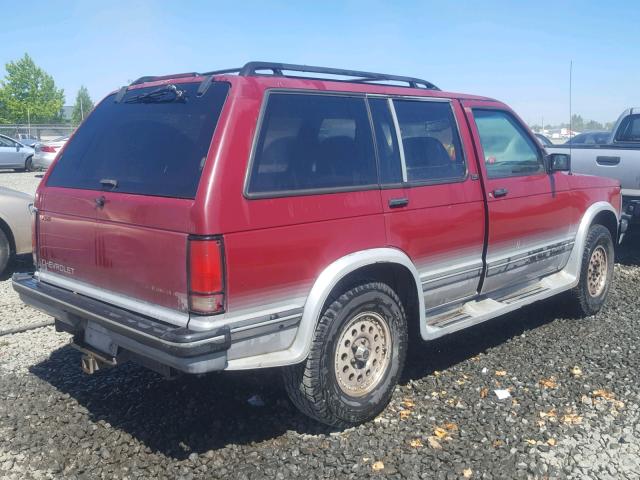 1GNDT13W7R2119333 - 1994 CHEVROLET BLAZER S10 RED photo 4