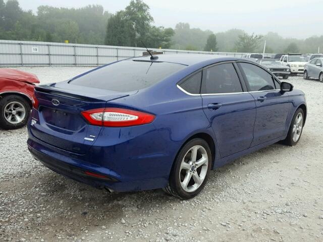 3FA6P0HR3DR113249 - 2013 FORD FUSION SE BLUE photo 4