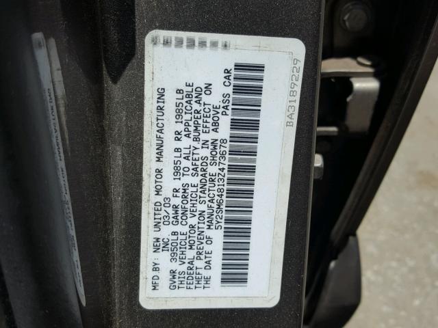 5Y2SM64813Z473678 - 2003 PONTIAC VIBE GRAY photo 10