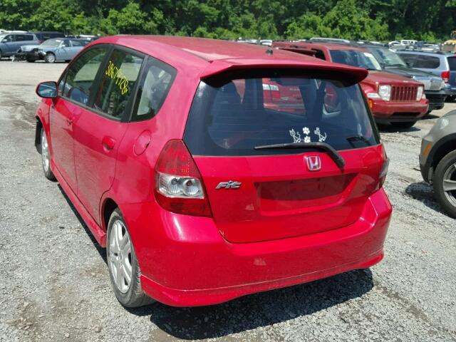 JHMGD38667S033773 - 2007 HONDA FIT S RED photo 3